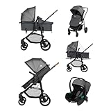 Bebeconfort Haze Trio, Kinderwagen 3-in-1 Komplettset, 0–4 Jahre, max. 22 kg, 2-in-1-Sitzeinheit, wendbarer und leichter Baby-Kinderwagen, i-Size-Babyschale, kompakt zusammenklappbar, Tinted Stone