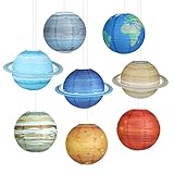 LIHAO 8 PCS Himmelskörper Papierlaterne Planeten Lampions Lampenschirm Sonnensystem Laterne Deko für Kinder Thema Party Taufe Geburtstag Zimmerdeko
