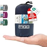 Miqio® 2in1 Hüttenschlafsack mit Reißverschluss (Links oder rechts): Leichter Komfort Reiseschlafsack und XL Reisedecke in Einem - Sommer Schlafsack Innenschlafsack