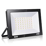 Royana 50W LED Strahler Außen, 5000LM Superhell LED Strahler, 3000K Warmweiß LED Scheinwerfer Außen, IP65 Wasserfest LED Fluter Außenstrahler für Sportplatz, Garage,Garten,Hinterhof