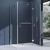 doporro Duschkabine Dusche Eck-Duschkabine Eckdusche 100x140x190cm Glasdusche inkl. Duschtasse in Weiß ESG-Sicherheitsglas Klarglas inkl. Easy-Clean-Beschichtung Rav04K