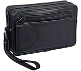 UMTI Leder Handgelenktasche für Männer aus Rindleder (155B) Herrentasche echtes Leder Tasche Bag Neu