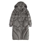 BAICAIBAI Damen Verdickte Daunenjacke Langer Wintermantel Mittellange Winterjacke Mit Kapuze Modisch Verdickt chlankmachend Warm Duvet Coat Jacket Outdoor Leichte,Darkgrey,XXL145
