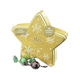 Lauensteiner Weihnachtsstern Pralinen-Dose 200g, Gourmetkugeln ohne Alkohol, 16 Pralinen in edler Metalldose verpackt, Geschenk für Frau, Mann, Kind zu Weihnachten