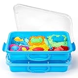 Sandkasten Sensory Bin mit Deckel und Griff, Portable Sensory Sandbox Container für Kinder, Kunststoff Aktivität Tray für Kleinkinder - (2 Stück blau)