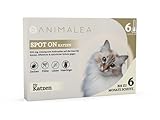 Animalea® NEU Spot On Natürlicher Zeckenschutz für Katzen bis zu 6 Monate Schutz [6 x Pipetten] - Für Katzen Ab 3 Monate Geeignet - Repellent Gegen Zecken, Flöhe, Läuse und Mücken - Sofortige Wirkung