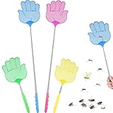 4 Stück Fliegenklatsche,Fliegenklatsche Ausziehbar,Bunt Teleskop Fliegenklatsche,Fly Swatter Fliegenklatsche Stabil für Fliegen,Mücken und Insekten