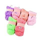 vejtmcc 6 Paar bunte Damen-Bettsocken, weich, flauschig, für den Winter, warme Hausschuhe, Socken Halbsocken (Pink, One Size)