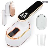 2 in 1 Reisebügeleisen mit LCD-Display, 180° Faltbar Dampfbügeleisen 4 Getriebestufen Steamer Reisebügeleisen Mini 8 Sekunden Schnelles Aufheizen für Reisen und Zuhause