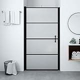 Sufrk Duschtür Mattes Hartglas 91x195 cm Schwarz NischentüR Dusche Duschkabine Glas