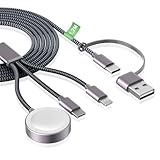 Ladekabel für Apple Watch und iphone Ladegerät - 3 in 2 SchnellLadekabel Ladestation für iWatch Serien, 120cm USB C Charging Kabel für iPhone 15/14/13/12/11/iPad/AirPods