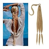VEXDOSLE Haarknoten, 80 cm, Kunsthaar, umlaufend, lang, geflochten, Pferdeschwanz, Haarverlängerung, Stirnband, synthetische Perücke, Dutt für den täglichen Gebrauch, Haarteil (E)