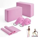 MAOMUN 6 Yoga Block 2er Set mit Yoga Gurt und Fitnessbänder, Anti-Rutsch Pilates Set Yogablöcke Blöcke, Weiches Leichtes Blocks Klotz für Balance Stretching Pilates
