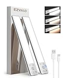 EZVALO Schrankbeleuchtung LED 25CM, 80 LED Schrankleuchte Kabellos mit Bewegungsmelder, 1900mAh Aufladbar 3 Farbmodi Dimmbar Schranklicht, Unterbauleuchte Küche für Schrank, Küche, Silber (2 Stück)