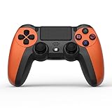 NK Wireless Controller für PS4 / PS3 / PC/Mobile - Wireless Controller mit Dualshock, 6-Achsen-Erkennungsfunktion, LED-Licht, Touchpanel, Kopfhörerbuchse, inkl. Ladekabel - Orange