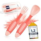 NEUFELD® Esslernbesteck (inkl. GRATIS Box & Rezepte) - Kinderbesteck ab 3 Monaten zweiteilig - Baby Besteckset spülmaschinenfest