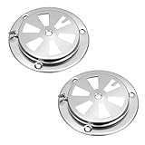 OGANAZI 2 Stück Edelstahl Rund Lüftungsrosette, Silber Rundlüfter Verschließbar Lüftungsschieber, Grill Lüftungsblech Kiemenlüfter für Gasofen Feuertonne Grillparty Hütte Hühnerstall, innen und außen