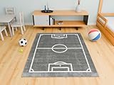 AKCILA Lima rechteckig Grau Kids Carpet Feld, Fußball 120x170 cm, Kinderzimmer, Kurzflor Teppiche Jungen, Spielteppich Kinder Babyzimmer Tepich, Teppich Schlafzimmer,Teppiche Gegend, Wohnzimmerteppich