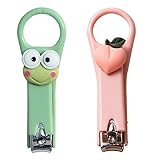 SIOPPKIK 2 Stück Nagelzwicker Set, Nagelknipser Gerade, Knipser für Fingernägel, Nagelknipser Scharf, Nails Cutter für Frauen, Mädchen und Kinder (Grün,Rosa)