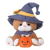 Halloween Cat Plush - 10 Zoll Katze Weichspielzeug Mit Hexenhut | Niedliche Weiche Plüschpuppe, Halloween -Kätzchenspielzeug Für Baby Mädchen Kinder Sofa Bett Schlafzimmer Wohnzimmer Party Deko