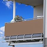 Windschutz Balkon Windabweiser Anti-UV Verdunkelung Abdeckplane Wasserdicht Garten Terrasse Zaunabdeckung 110x700cm Dichte 200g/㎡ inkl. Kabelbinder und Seile