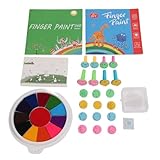 Waschbares Fingerfarben-Set in 20 Farben, Bastelset mit Stempelbuch für DIY-Malerei, Lustige Familienaktivität, PVC-Deckel Zur Farbkonservierung