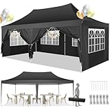 COBIZI Pavillon 3x6m, Faltpavillon 3x6 Wasserdicht Stabil mit 6 Seitenteilen Partyzelt Pop Up Camping Pavillon Gartenzelt Gartenpavillon für Garten, Party, Festival, Hochzeit, UV-Schutz