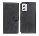 GOKEN Leder Folio Hülle für Motorola Edge 50 Fusion, Lederhülle Brieftasche Mit Kartensteckplätzen, Premium Flip PU/TPU Handyhülle Schutzhülle Case Cover mit Ständer Funktion (Schwarz)