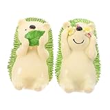 VANZACK 2 Stück Wandmontierter Zahnputzbecherhalter Igel Motiv Zahnbürstenhalter Bad Aufbewahrung Kreativer Zahnbürstenständer ohne Bohren für Badezimmer