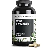 natural elements MSM 2000mg + natürliches Vitamin C – 365 Tabletten statt Kapseln – Methylsulfonylmethan – hochdosiert, vegan – in Deutschland laborgeprüft