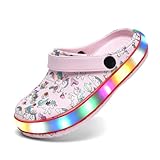 VIYEAR Kinder Jungen Mädchen LED Clogs Süße leichte Sommer Hausschuhe Garden Beach Sandalen, 28 EU, Rosa Einhorn
