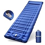 Arlierss Isomatte Camping Selbstaufblasbare, Ultraleichte Luftmatratze mit Eingebauter Pumpe, Verdickte Schlafmatte Outdoor mit Kissen für Wandern, Outdoor, Reise, Wandern, Strand-Blau