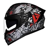 Modularer Motorrad Integral Klapphelm Mit Doppelvisier Integralhelm Motorradhelm Frauen Männer Modulare Flip Vollvisierhelm Scooter Moped Helm DOTECE Zugelassen Rollerhelm A-1,XL:61-62CM