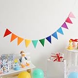 Moguri®2 Stücke Wimpel Banner Outdoor wimpelkette draußen,2.5m,Filzstoff Fabric Colorful Hanging Decor for Birthday, Hochzeit,Weihnachten Party,mehrfarbige Farben