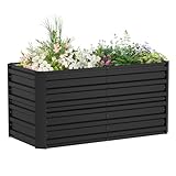 YRHome 120x60x58cm Hochbeet Verzinkter Stahl Gemüsebeet Kräuterbeet Pflanzkasten Frühbeet Hochbeete-Kit Pflanzenbeet Gemüsebeet Blumenkasten für Beet, Garten und Terrasse Rechteck-Schwarz
