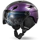 Odoland Erwachsene Skihelm Skihelm mit Visier, Leichter Race-Helm mit Helmvisier für Herren und Damen, Snowboardhelm Sternenhimmel Lila