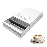 Kaffee Klopf Box Behälter, Edelstahl Kaffee Abklopfbehälter Sudschublade mit Klopf-Stick, Edelstahl Knock Box Kaffeesatz Klopfbehälter für Kaffeemaschinen (Weiß)