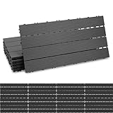 Ikodm WPC Terrassenfliese 30x60 cm, Klickfliese, Balkonfliese, anthrazit, wasserfest, korrosionsbeständig, einfach zu verlegen (6 er Pack -1m²)