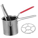 KOMBIUDA 1 Satz Bratpfanne Frittierkörbe Mit Griff -korb Mini-fritteuse Topf Frittierkorb Aus Metallgeflecht Wokring Für Elektroherd Nudelskimmer Herd Gasring Edelstahl 304 Silver