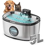 5L Trinkbrunnen für Hunde, Edelstahl Hundebrunnen mit LED Sensor, Katzenbrunnen Kabellos mit 4000mAh, 4-Schicht Filtration