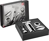 ZWILLING Sommelier Set 4-tlg, Folienschneider, Korkenzieher, Weinausgießer, Tropfring, rostfreier Edelstahl, Silber