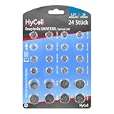 HyCell 24x Knopfzellen-Sparset/Je 2X CR2032 CR2025 CR2016 CR1620 LR41 LR43 LR44 LR626 LR621 LR754 LR1120 LR1130 / Ideal für Autoschlüssel TAN-Gerät Kinderspielzeug Uhren etc.