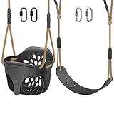 SELEWARE Babyschaukel Set, Zubehör, hohe Rückenlehne, volle Eimer-Schaukelsitze mit verstellbarem Seil und 4 Karabinern, niedliches Elefanten-Design, 600 Pfund Kapazität (2 Stück)