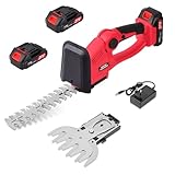 Heckenschere Elektrisch 21V Rasenschere Akku: Grasschere Akku 2000mAh *2, Grasscheren- und Hecken-/Strauchscherenaufsatz, Elektrische Strauchschere, 2 in 1 Heckenschere