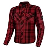 SHIMA RENEGADE MEN Motorrad Hemd - Verschleißfest Baumwolle Karierte Motorradjacke Herren mit CE Protektoren, FiberQL Aramid und Kühlungsschicht Reißverschluss (RENEGADE 2, Rot, L)