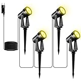 Yuusei Gartenbeleuchtung 4er Set/14M, Warmweiß 3000K Led Strahler Außen, IP65 Wasserdicht Gartenlampe für Außen Garten Terrasse Bäume Rasen