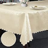 Arquiel Tischdecke Rechteckige Florale, Wasserabweisend Fleckschutz Vinyl-Pu-Tischtuch, Pflegeleicht Abwischbar Tischdeck FüR KüChe Und Party (Rosa Beige, 140x180cm)