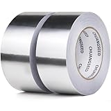 CHUANGSEED 2 Rolle Aluminium Klebeban 50mmx50M alu klebeband Kücheninstallationen, Abschirmung und Isolierung, Dichtungsreparatur, selbstklebendes Aluminiumfolienband, hohe Temperaturbeständigkeit