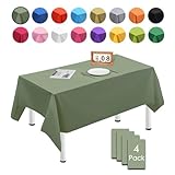 MORAINJAY 4 Stück 137cmx274cm Rechteckig Einweg Tischdecke, Salbeigrün Wasserdicht Fleckschutz Tischdecken für Geburtstagsfeier,Hochzeit, Weihnachten, Kindergeburtstag, Esszimmer, Garten,Party