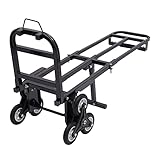 Sackkarre Treppensackkarre Klappbar bis 210 kg Belastbar, Stahl Treppenkarre 3-Räder Gummi als Treppensackkarre, Schubwagen oder Holztransportkarre